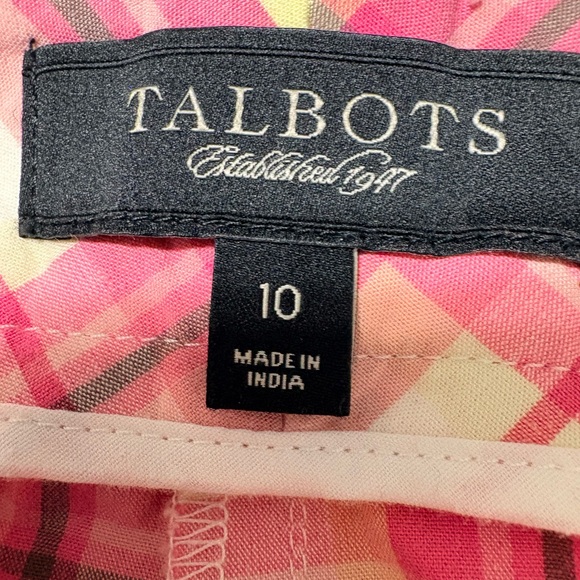 Talbots Vibrant Pink and Yellow Plaid Walking Shorts Pockets Side and Back. 10 - Picture 9 of 10